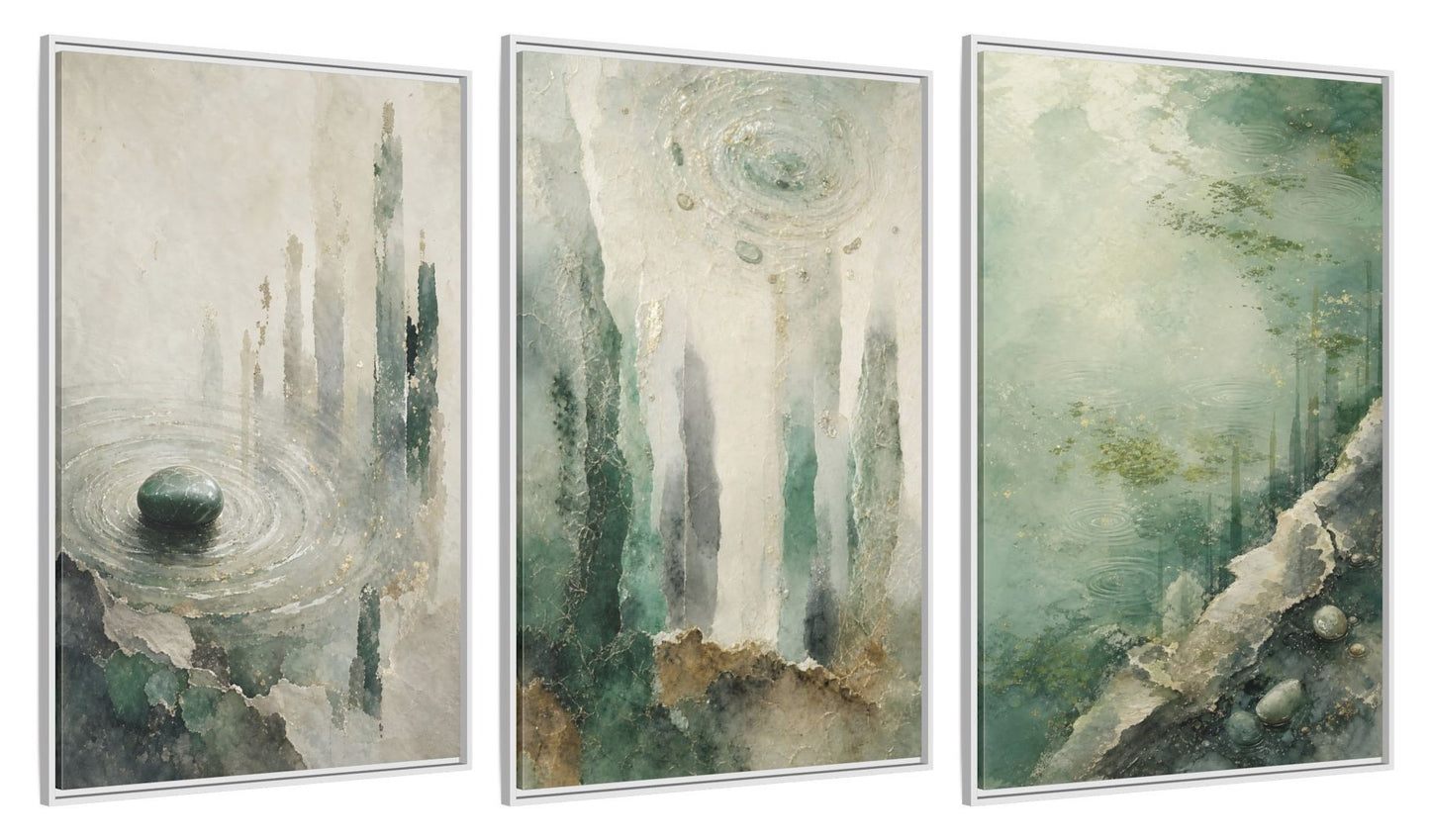 Framed canvas set of three, side view - 32x48 Inch White