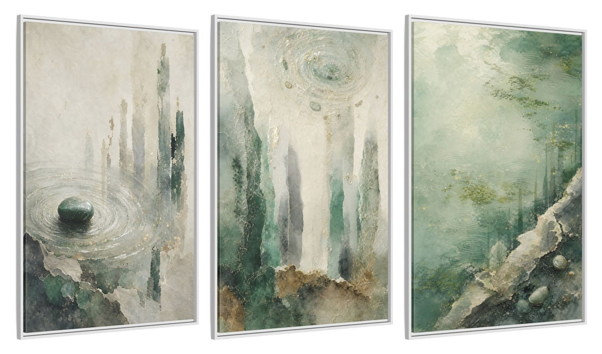 Framed canvas set of three, side view - 32x48 Inch White