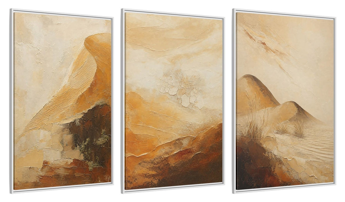 Framed canvas set of three, side view - 32x48 Inch White