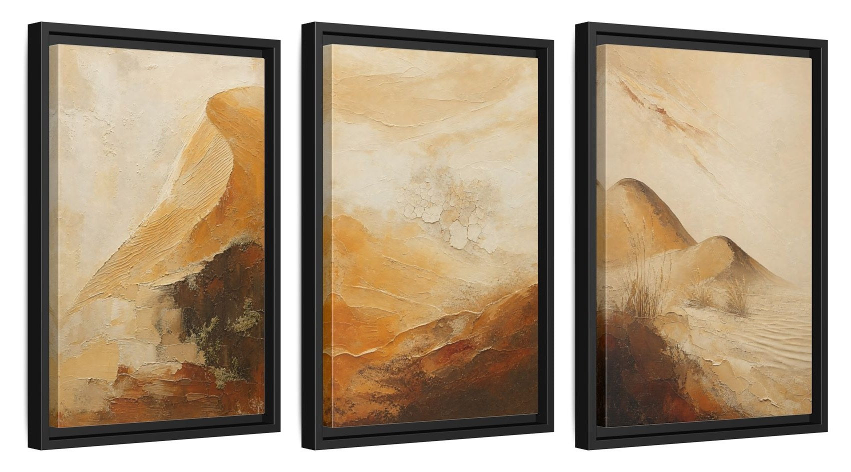 Framed canvas set of three, side view - 12x18 Inch Black