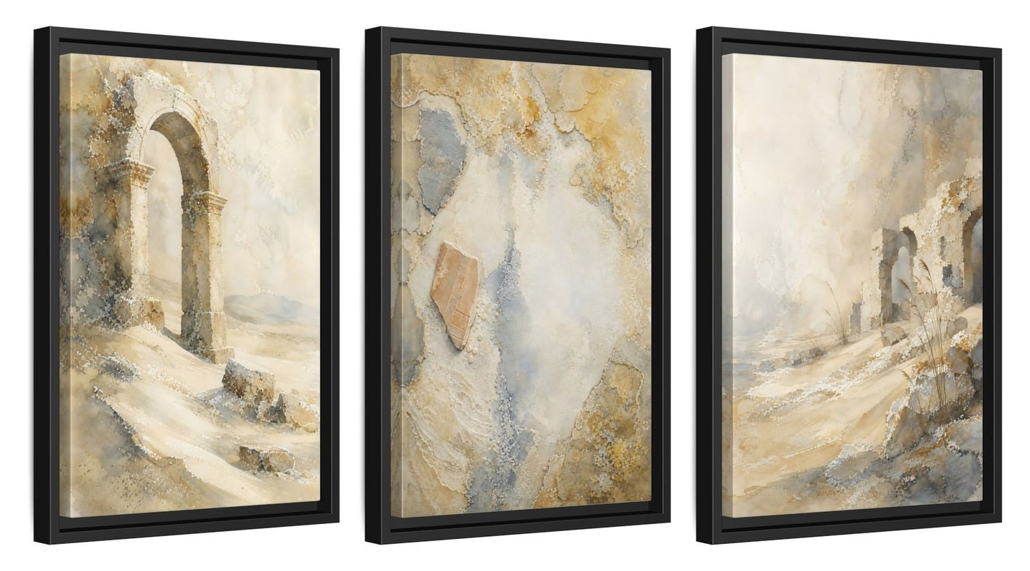 Framed canvas set of three, side view - 12x18 Inch Black
