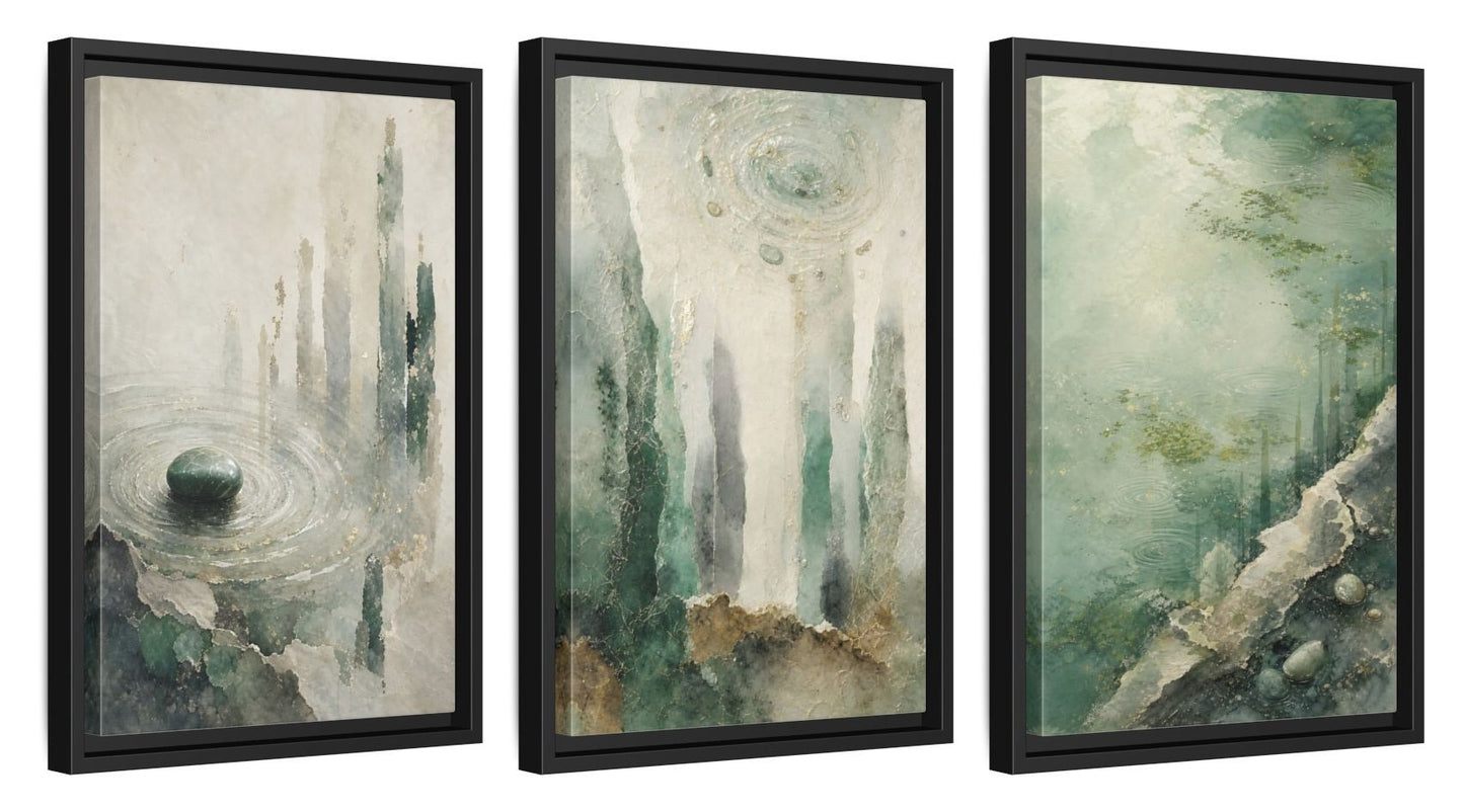 Framed canvas set of three, side view - 12x18 Inch Black
