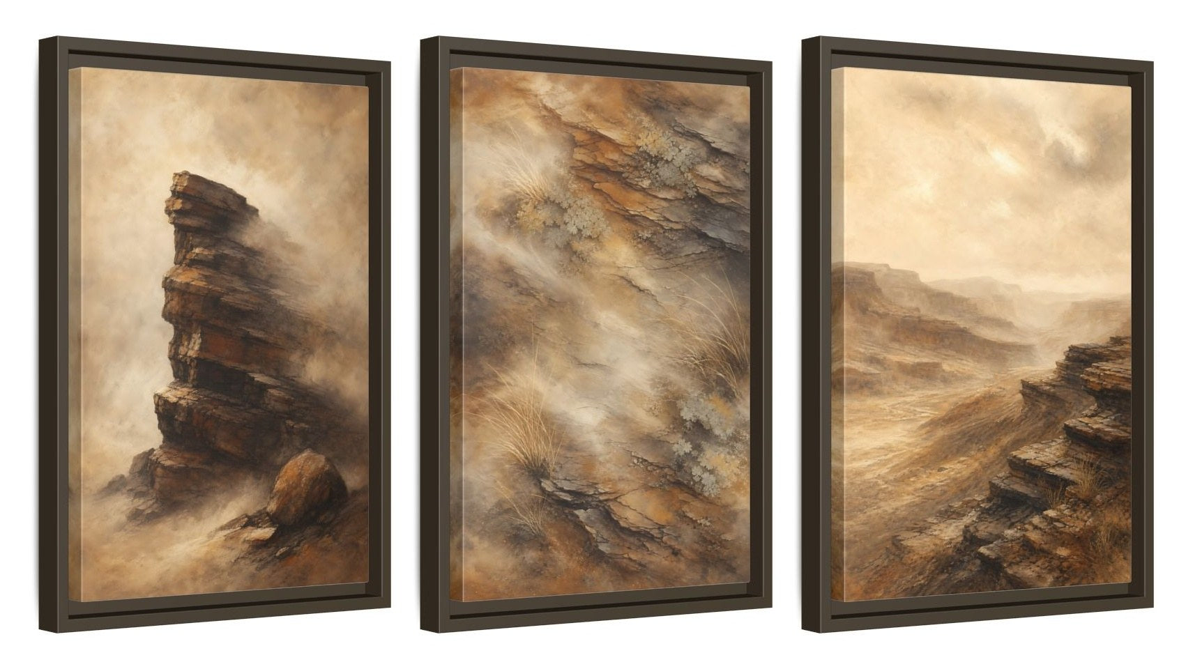 Framed canvas set of three - 12x18 Inch Espresso