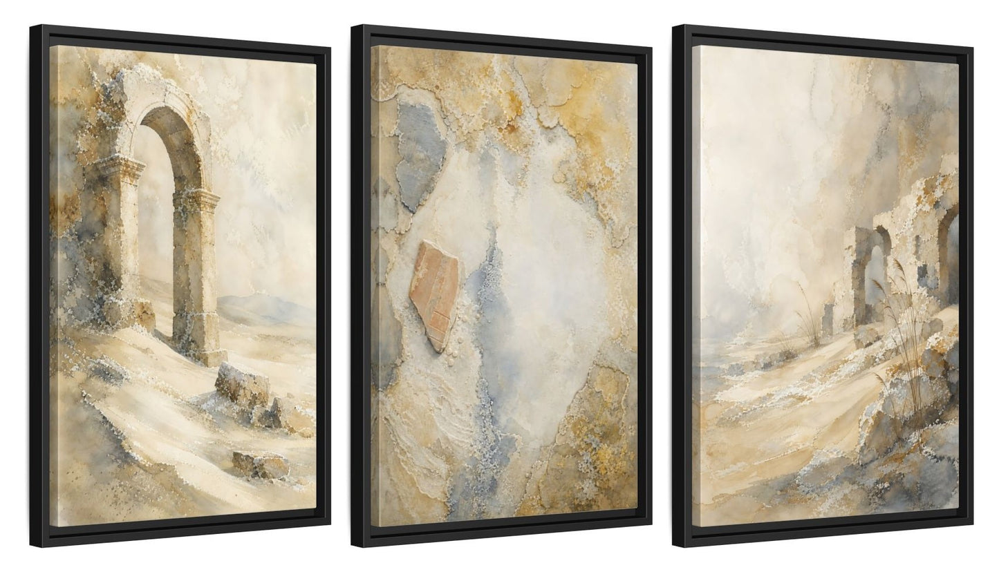 Framed canvas set of three, side view - 16x24 Inch Black