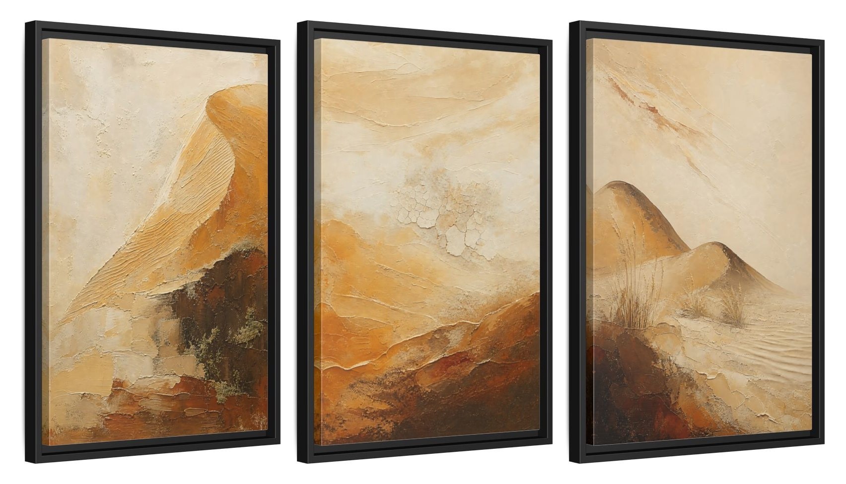 Framed canvas set of three, side view - 16x24 Inch Black