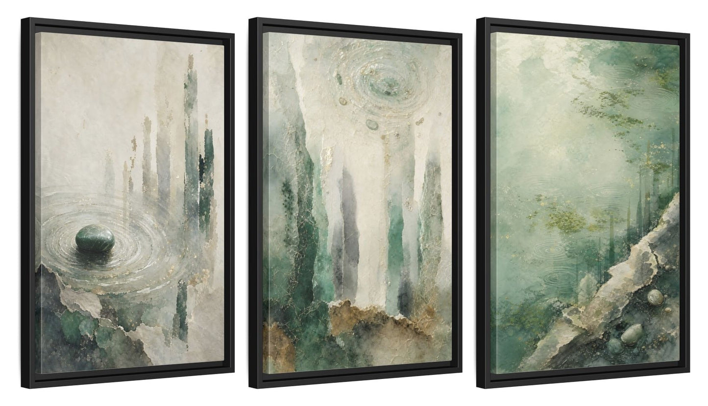 Framed canvas set of three, side view - 16x24 Inch Black