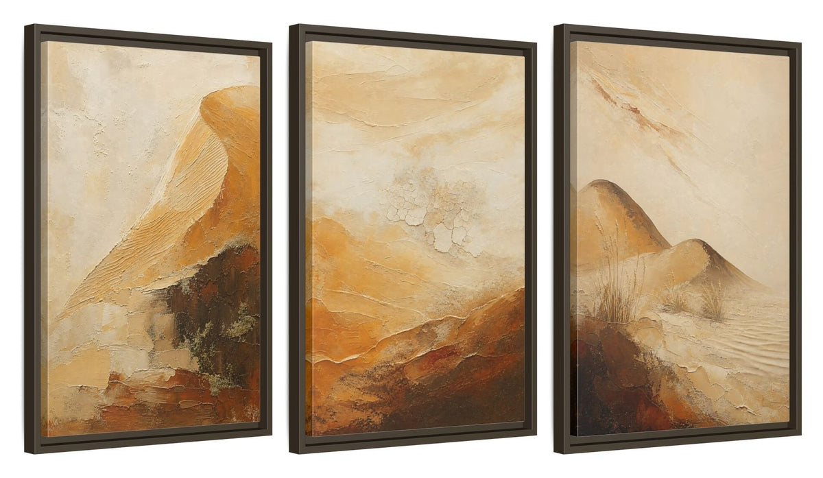 Framed canvas set of three, side view - 16x24 Inch Espresso