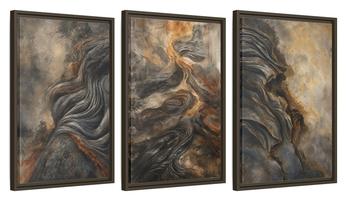Framed canvas set of three, side view - 16x24 Inch Espresso