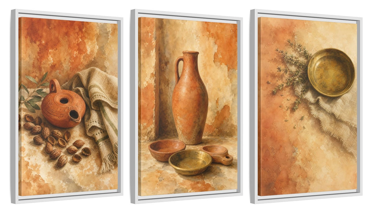 Framed canvas set of three, side view - 16x24 Inch White