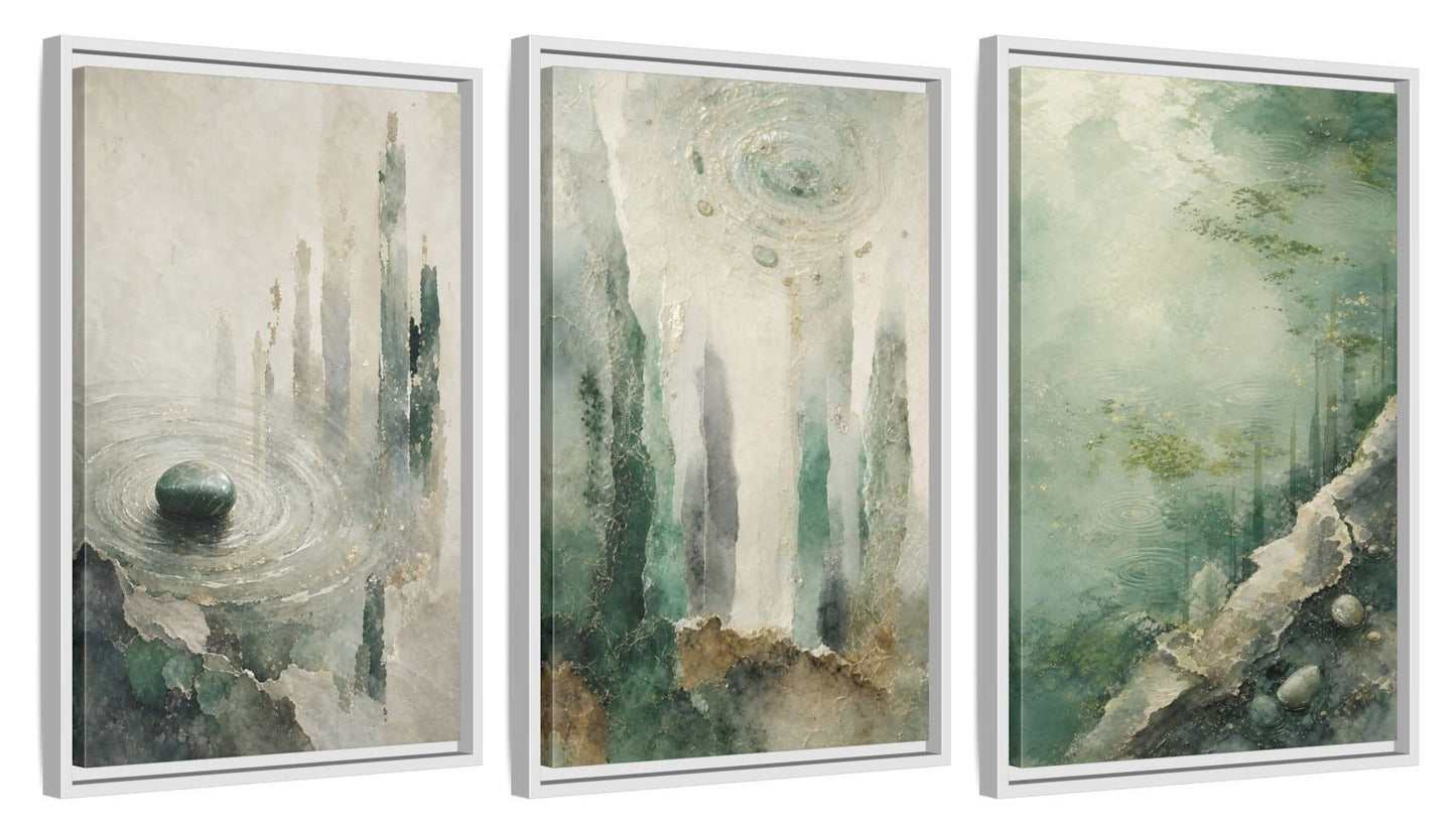 Framed canvas set of three, side view - 16x24 Inch White