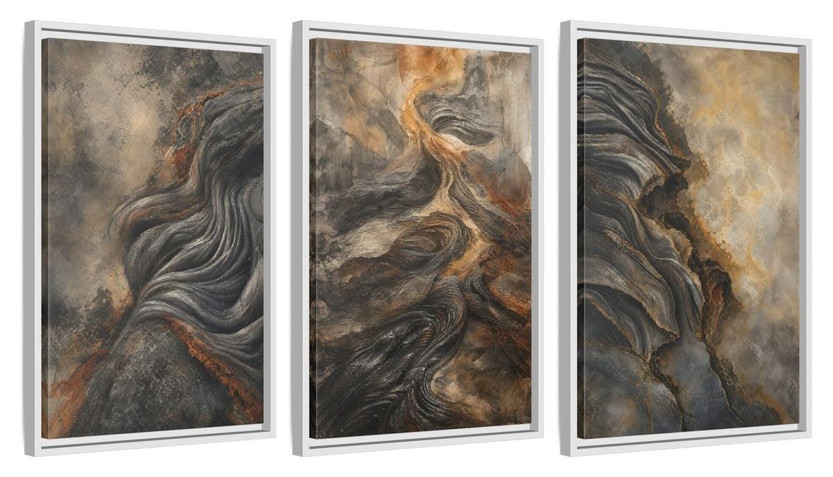 Framed canvas set of three, side view - 16x24 Inch White