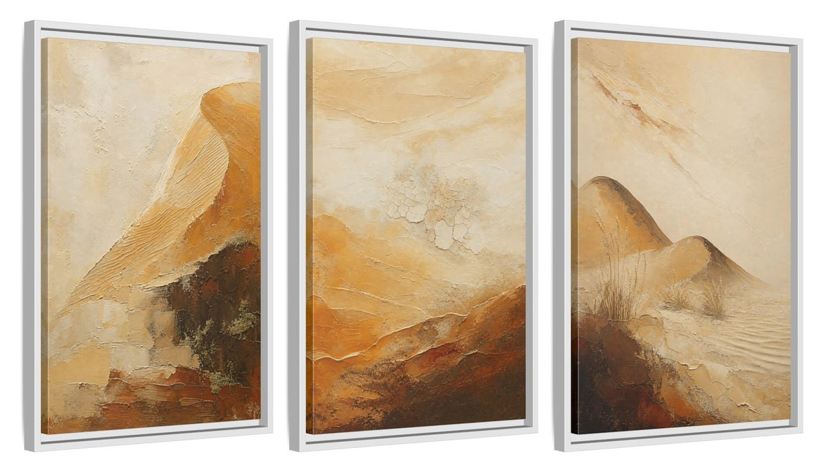 Framed canvas set of three, side view - 16x24 Inch White
