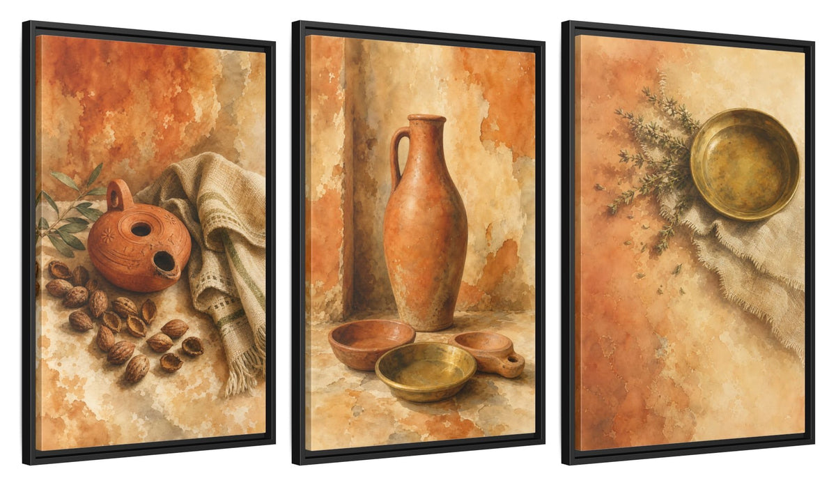 Framed canvas set of three, side view - 20x30 Inch Black