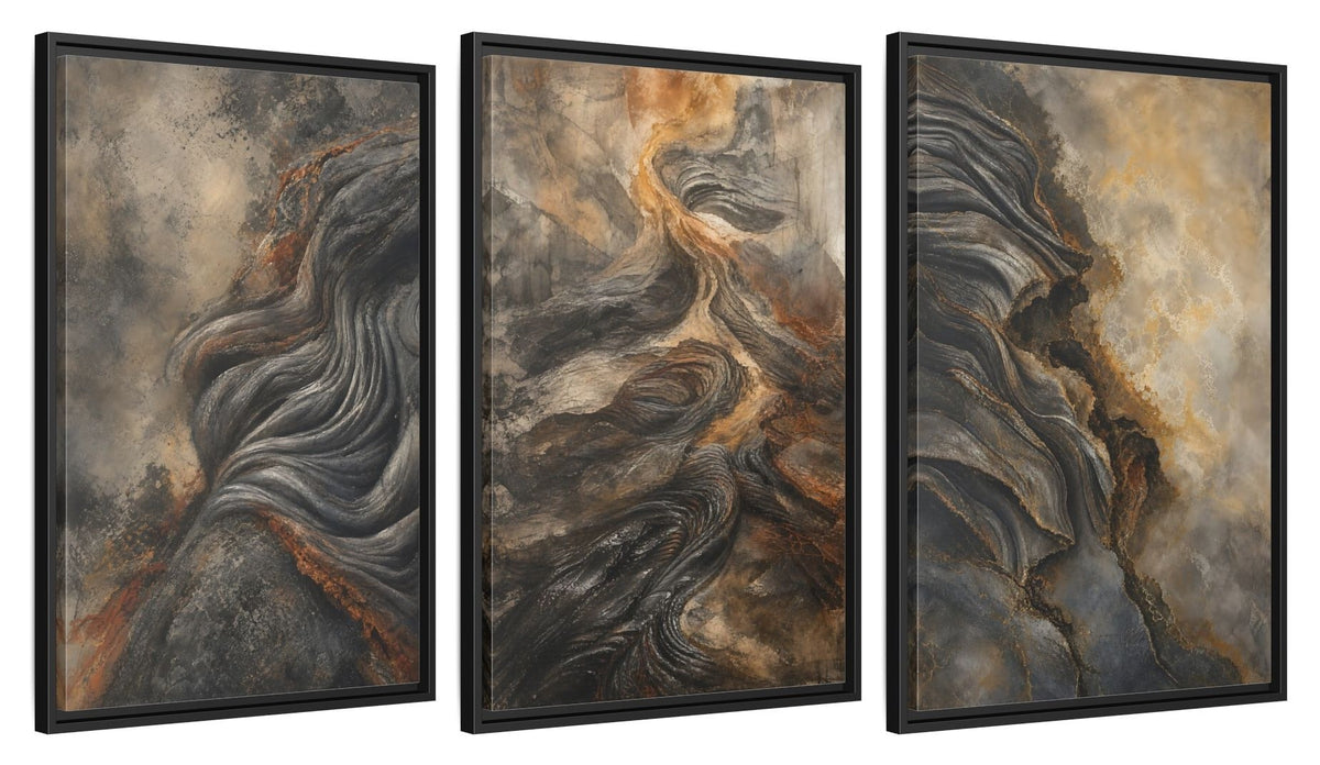 Framed canvas set of three, side view - 20x30 Inch Black