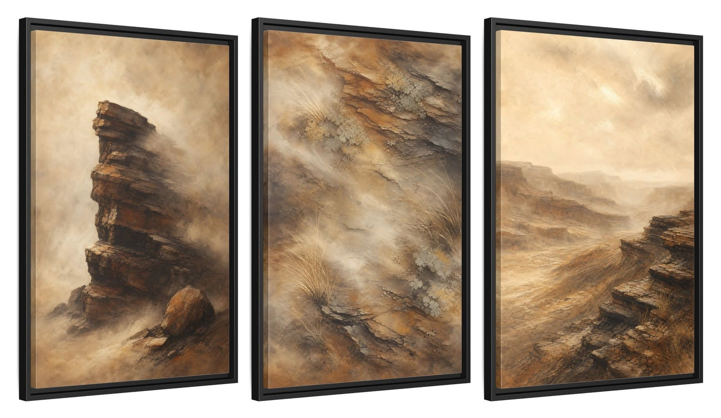 Framed canvas set of three, side view - 20x30 Inch Black
