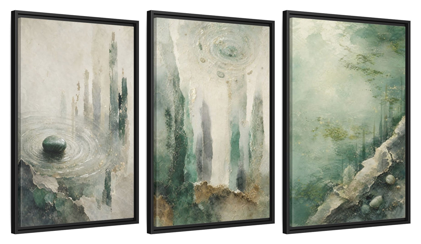 Framed canvas set of three, side view - 20x30 Inch Black