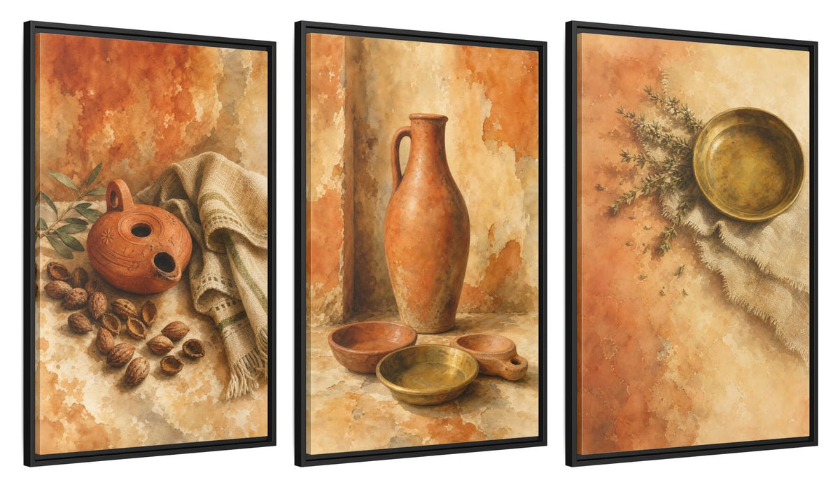 Framed canvas set of three, side view - 24x36 Inch Black