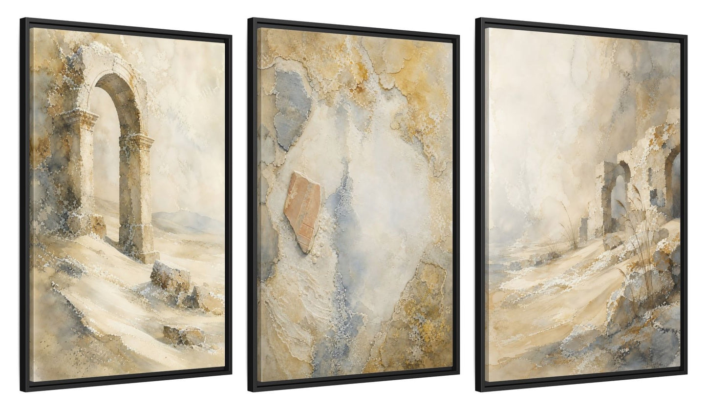 Framed canvas set of three, side view - 24x36 Inch Black