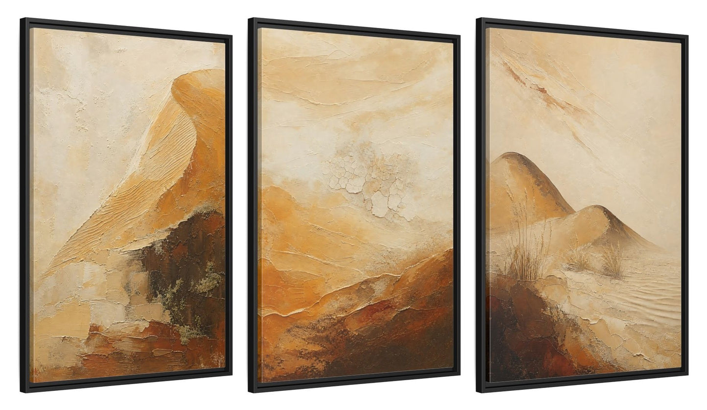 Framed canvas set of three, side view - 24x36 Inch Black