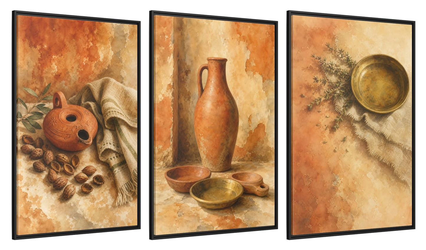 Framed canvas set of three, side view - 32x48 Inch Black
