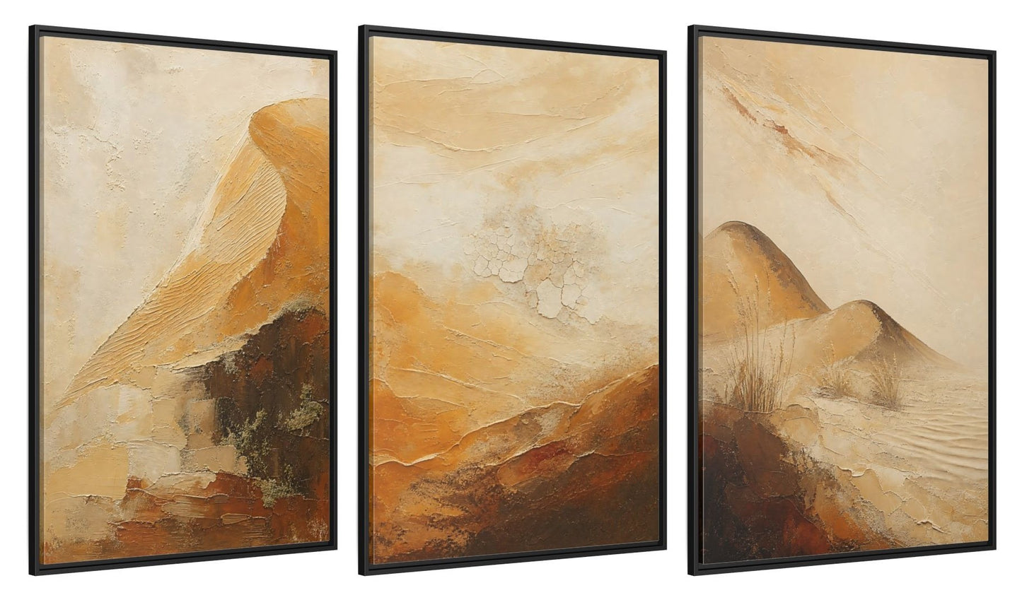 Framed canvas set of three, side view - 32x48 Inch Black