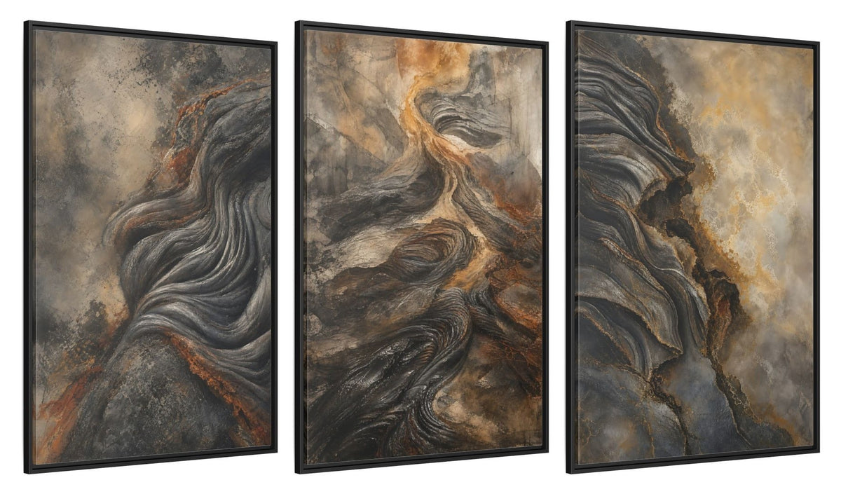 Framed canvas set of three, side view - 32x48 Inch Black