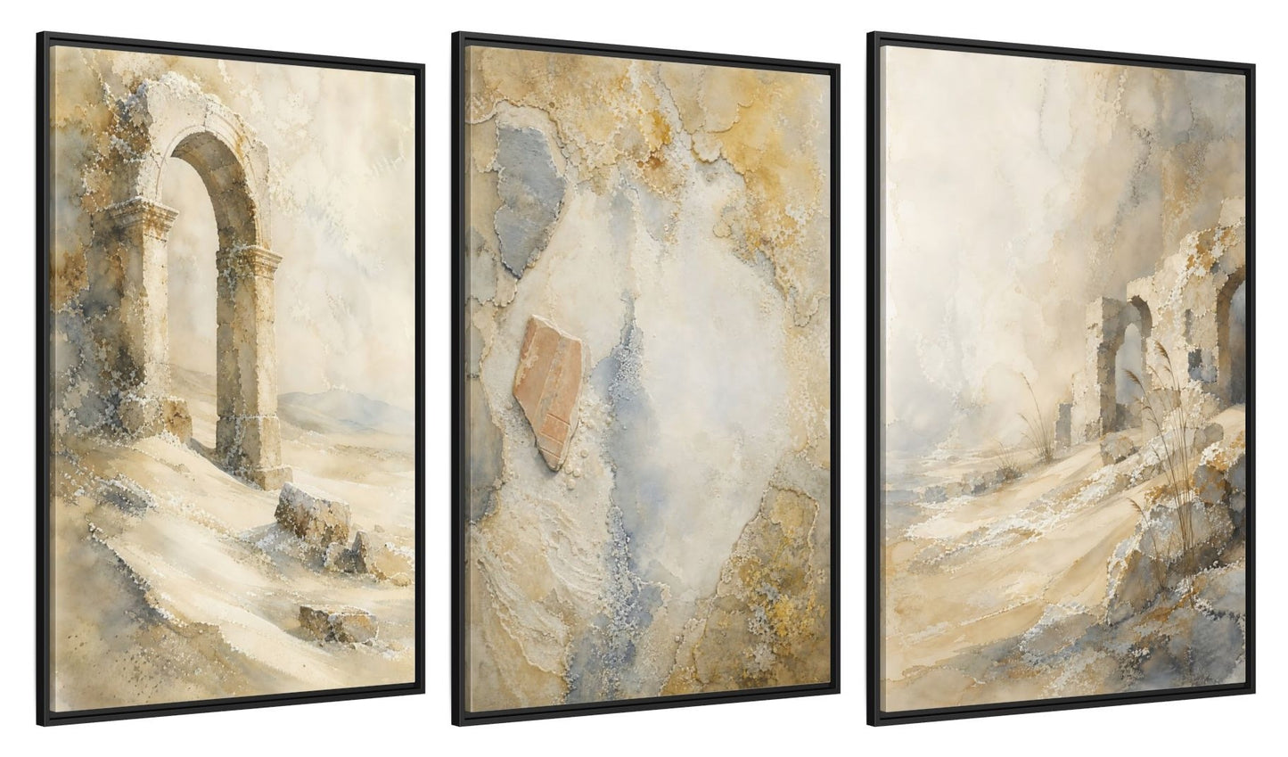 Framed canvas set of three, side view - 32x48 Inch Black