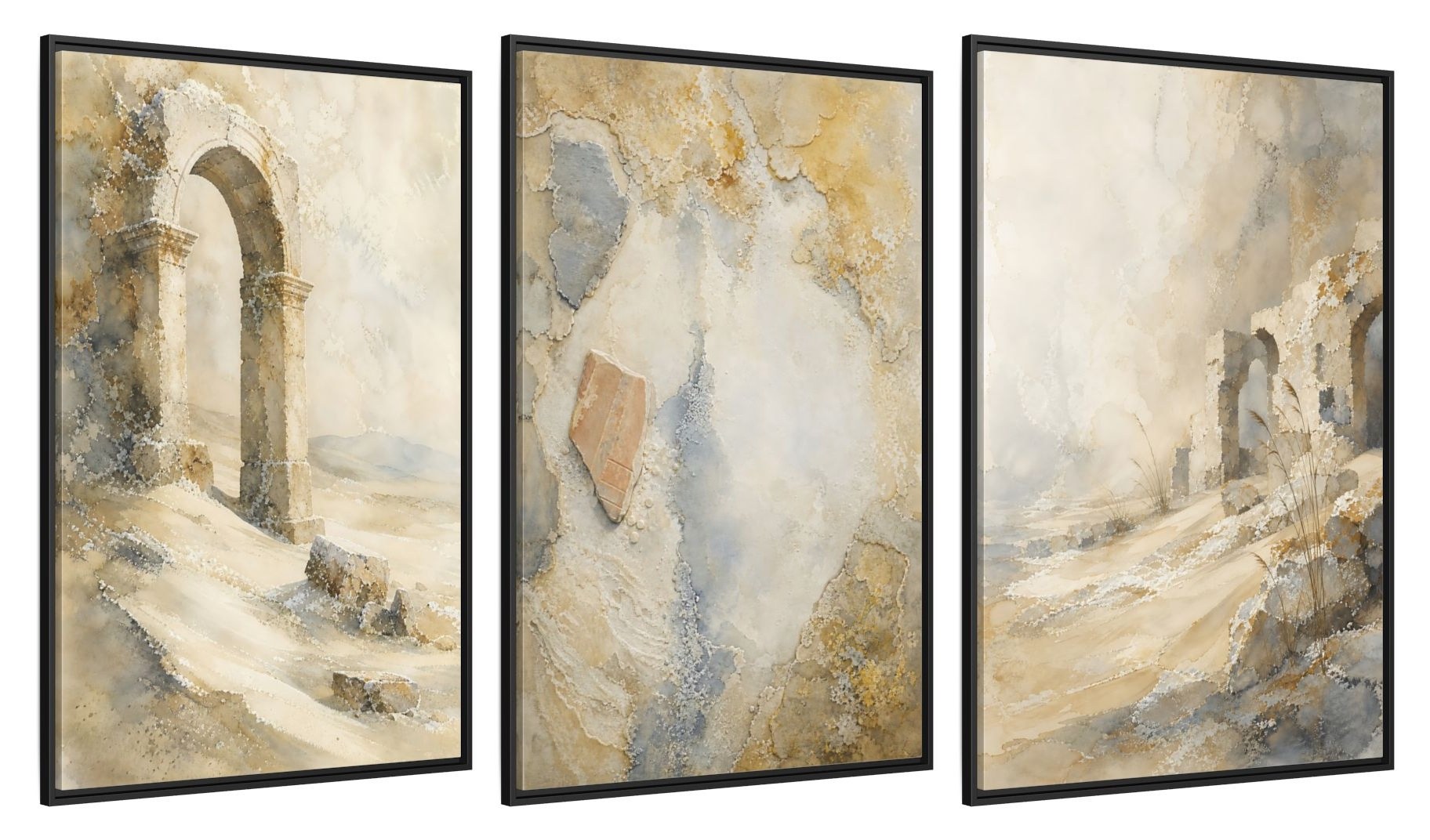 Framed canvas set of three, side view - 32x48 Inch Black