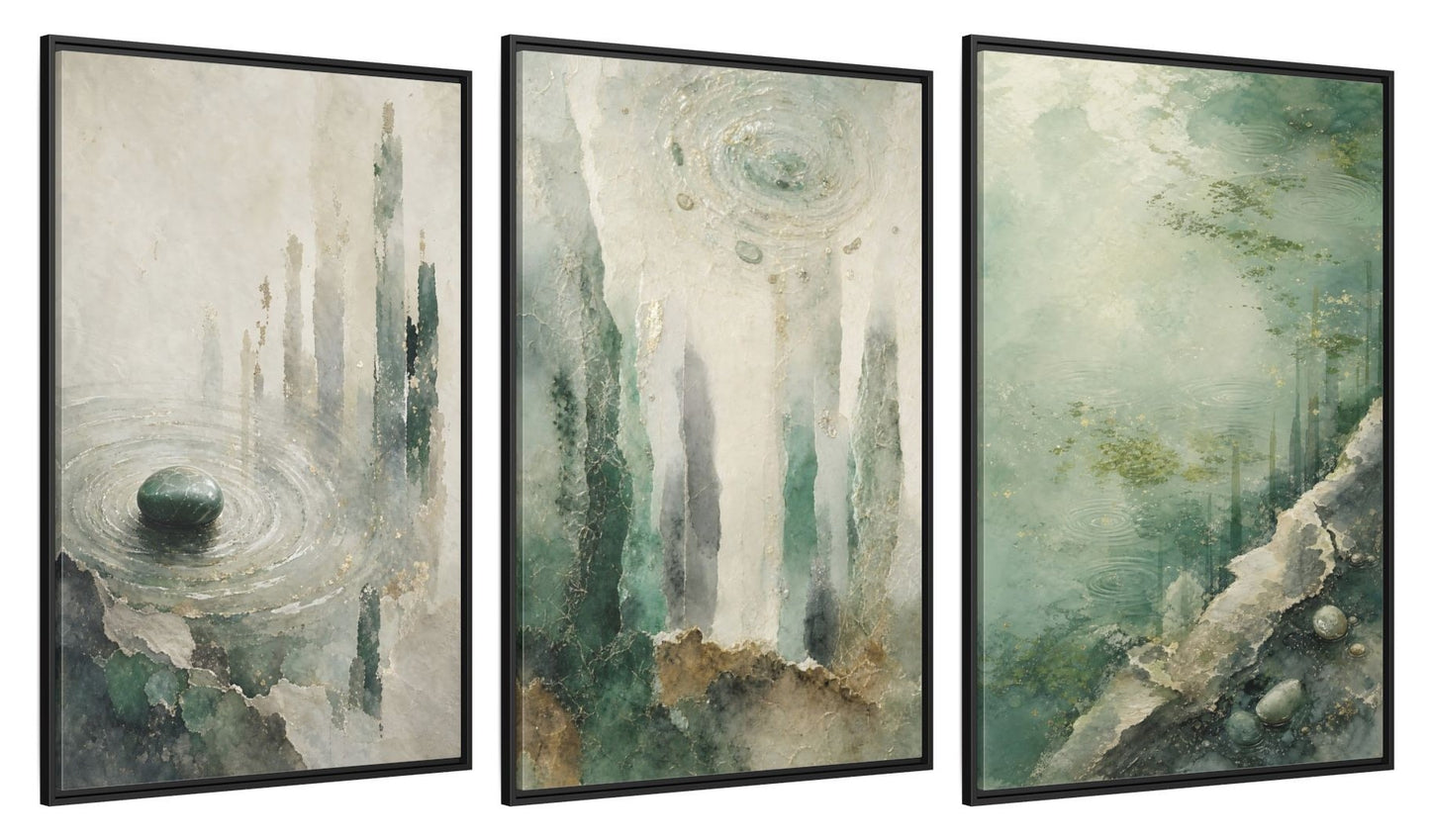 Framed canvas set of three, side view - 32x48 Inch Black