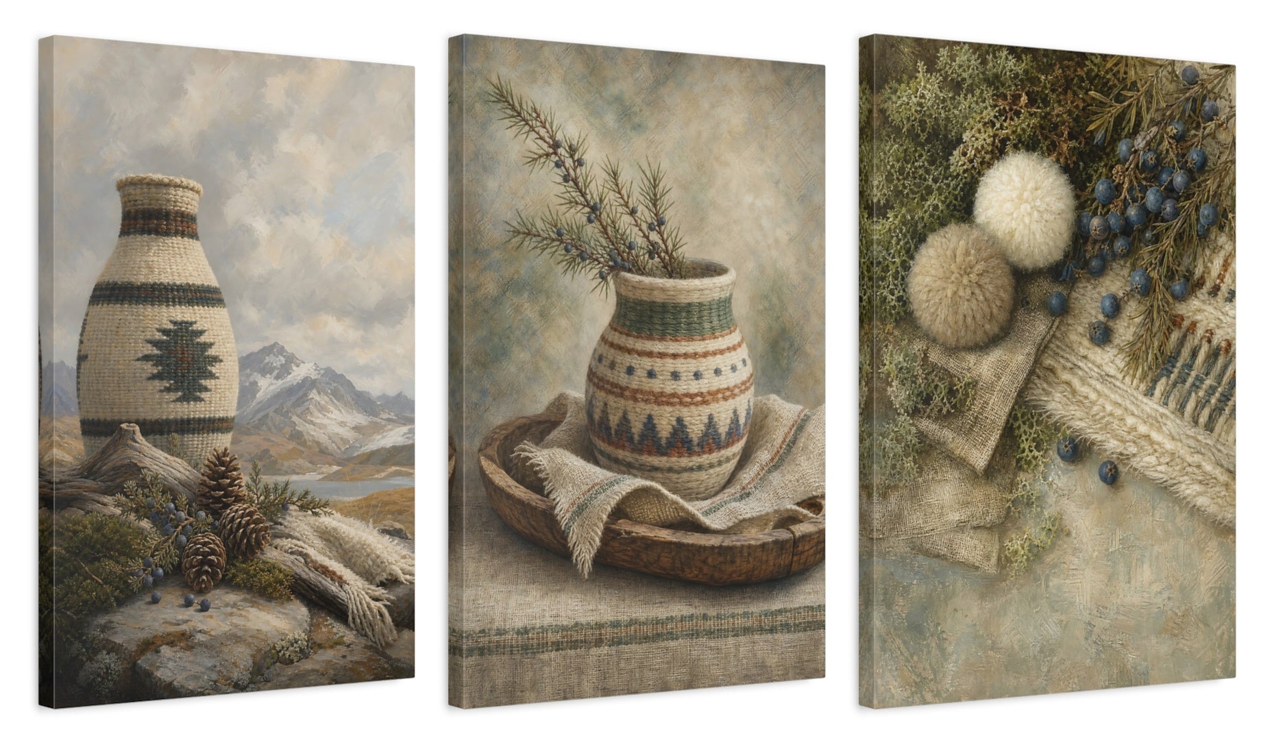 Canvas set of three, side view - 16x24 Inch