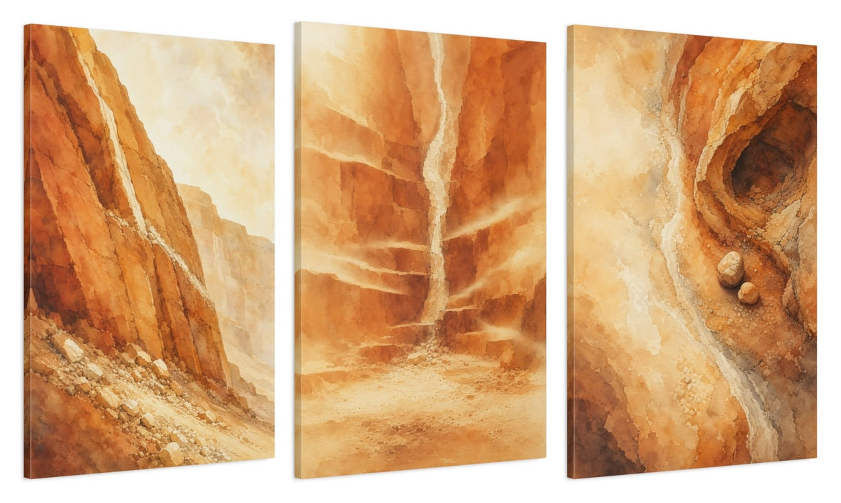 Canvas set of three, side view - 24x36 Inch