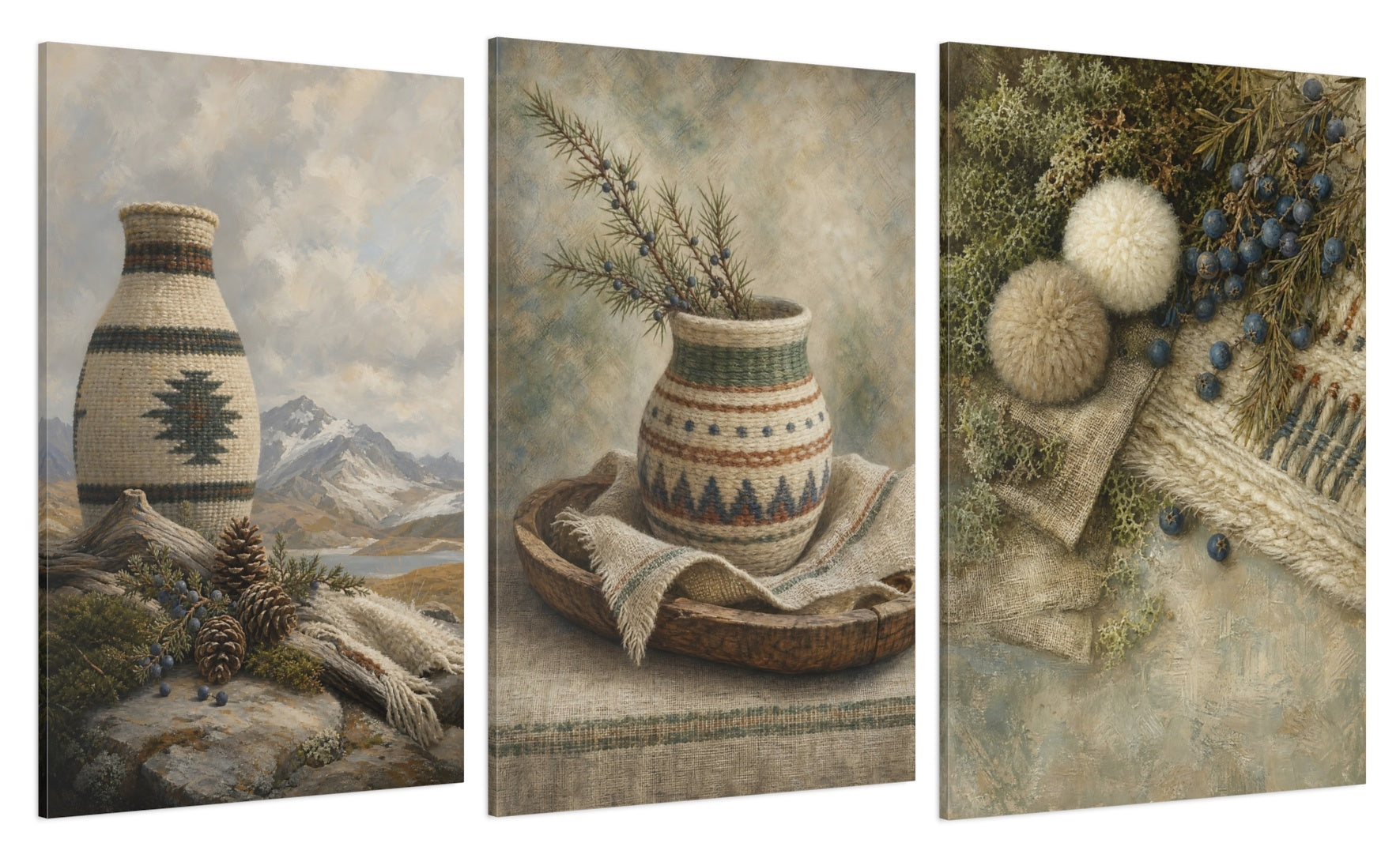 Canvas set of three, side view - 32x48 Inch