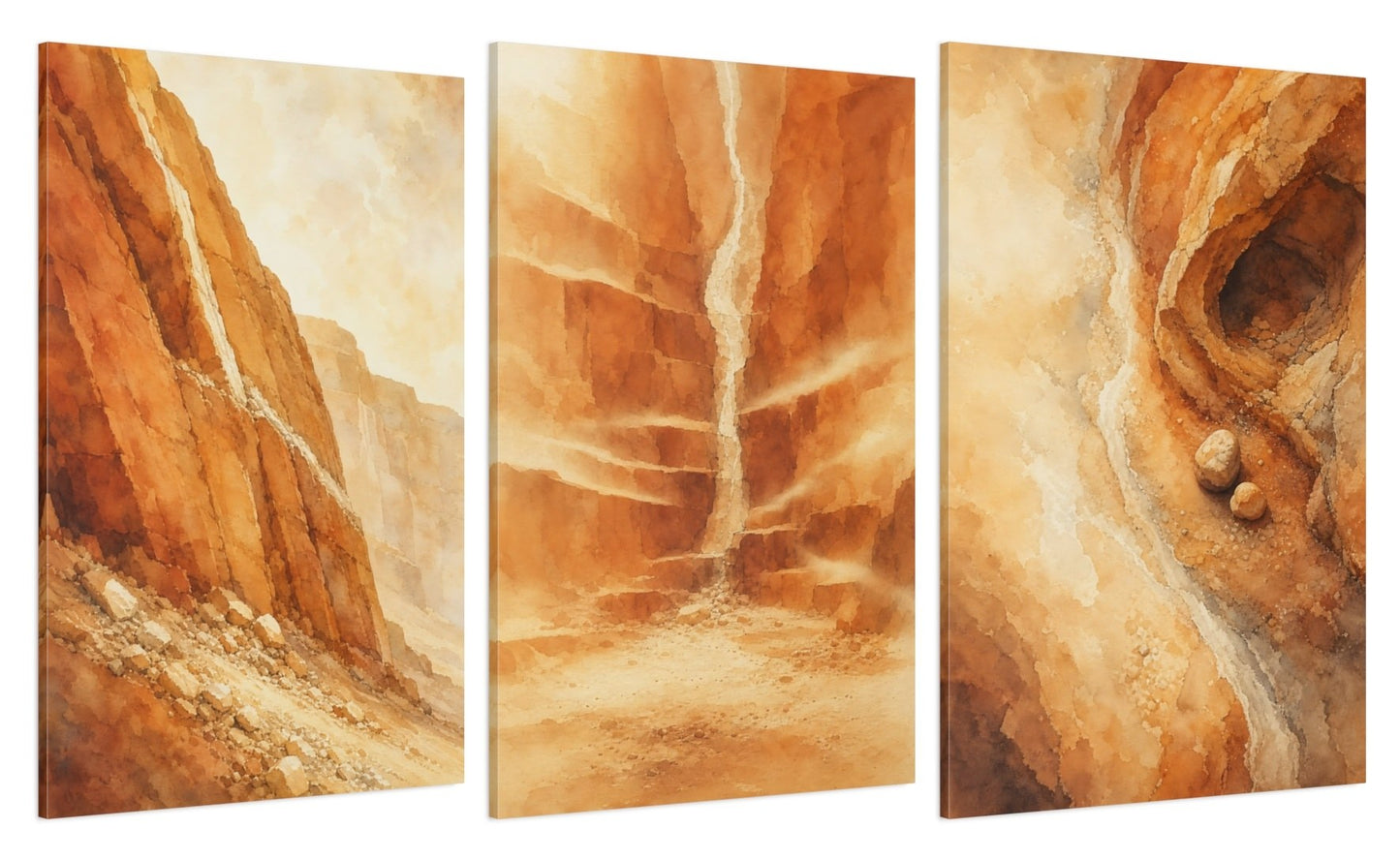 Canvas set of three, side view - 32x48 Inch
