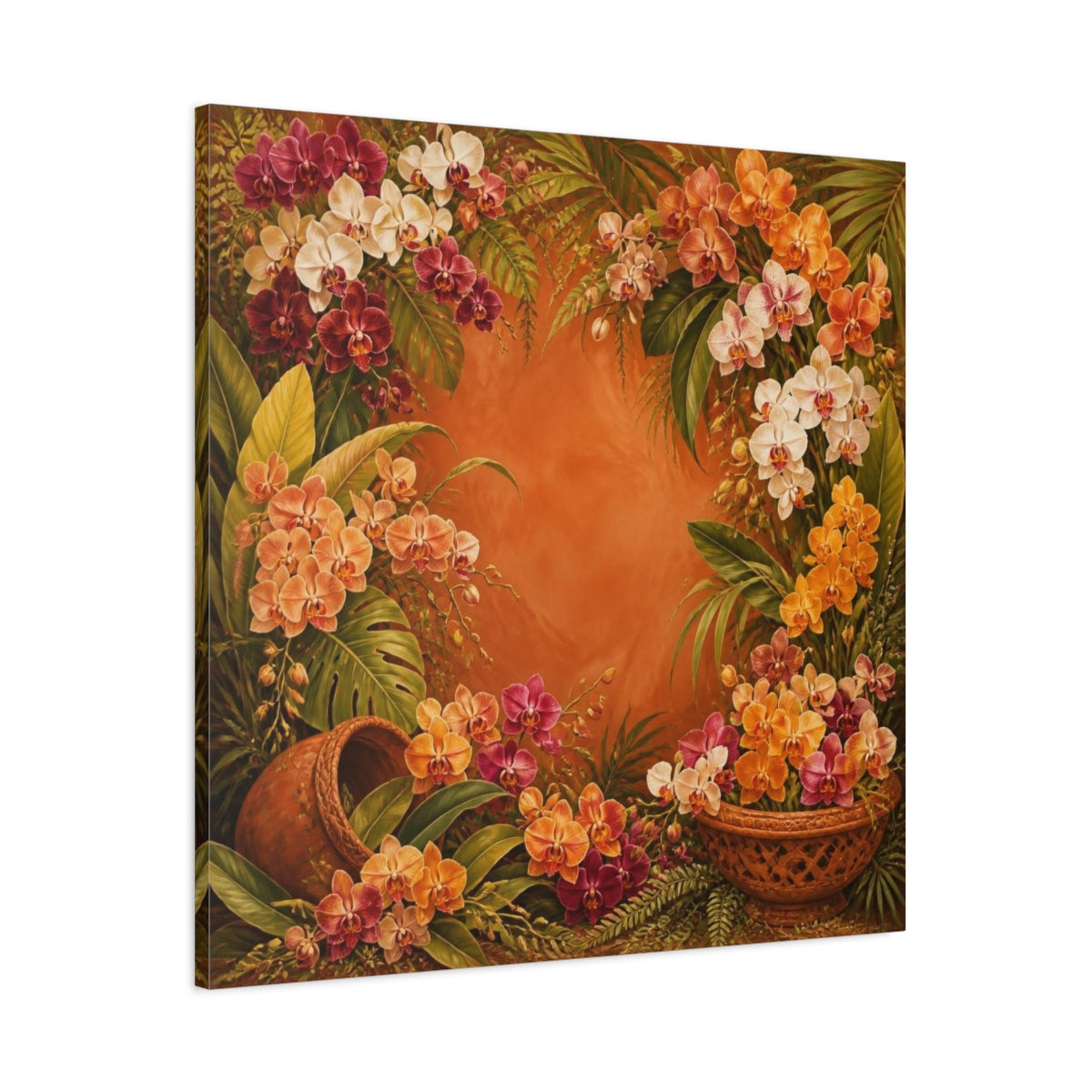 Main Mockup. Tropical Orchid Flowers shown as canvas print