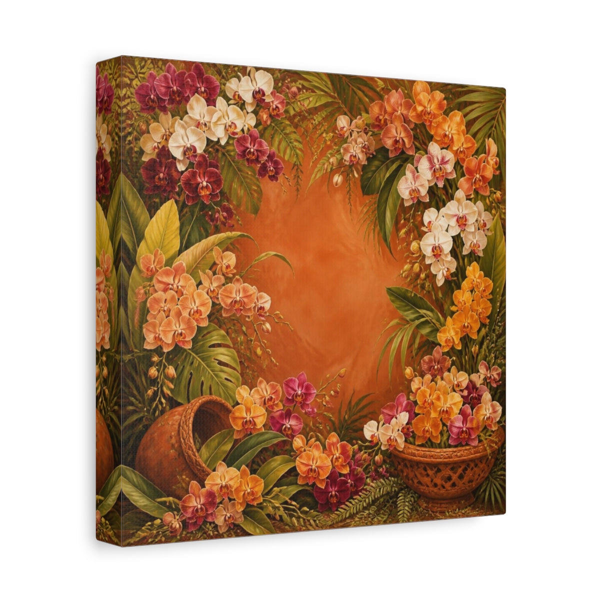 Side Mockup 9. Tropical Orchid Flowers shown as canvas print