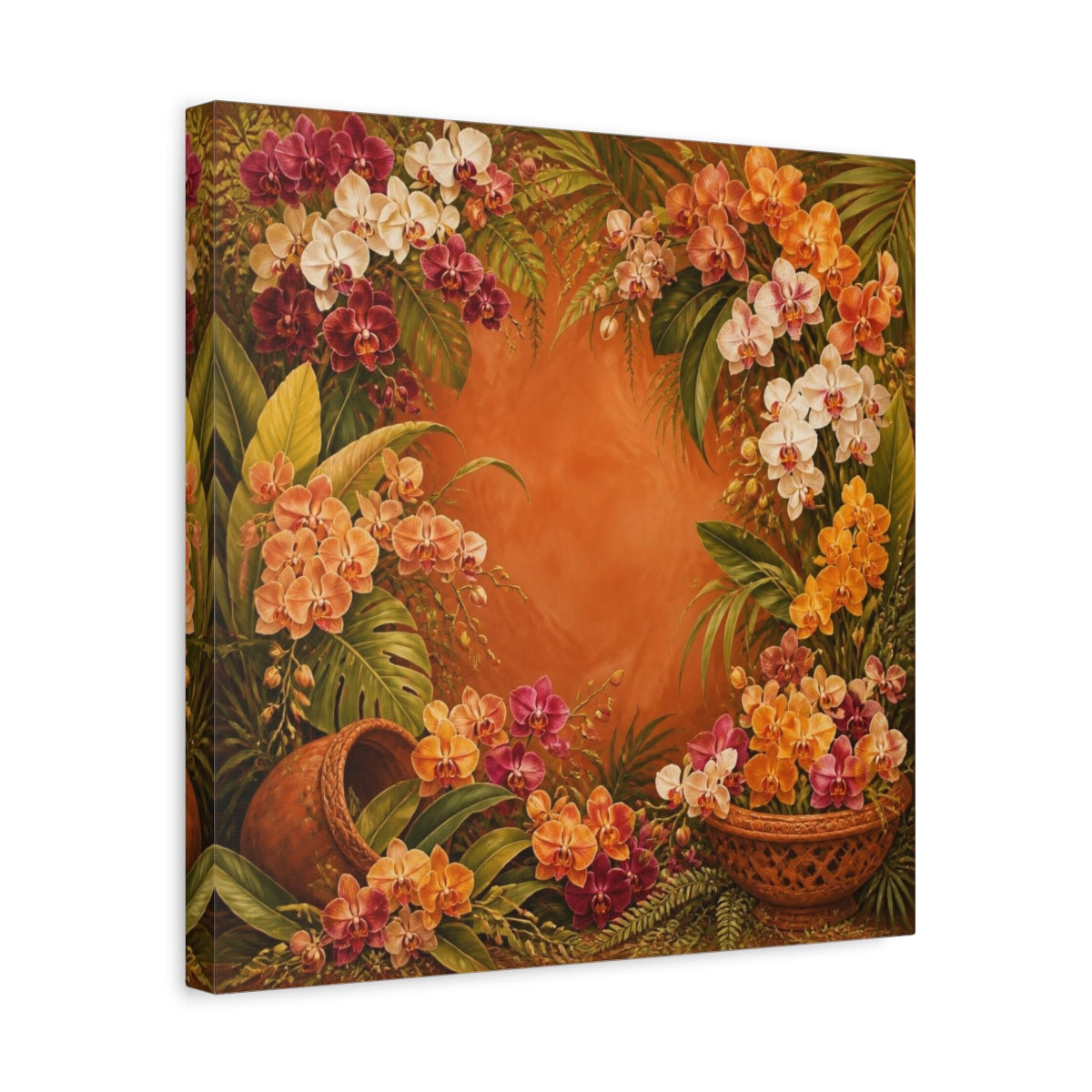 Side Mockup 6. Tropical Orchid Flowers shown as canvas print