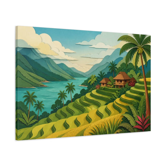 Main Mockup. Tropical Rice Terrace View shown as canvas print