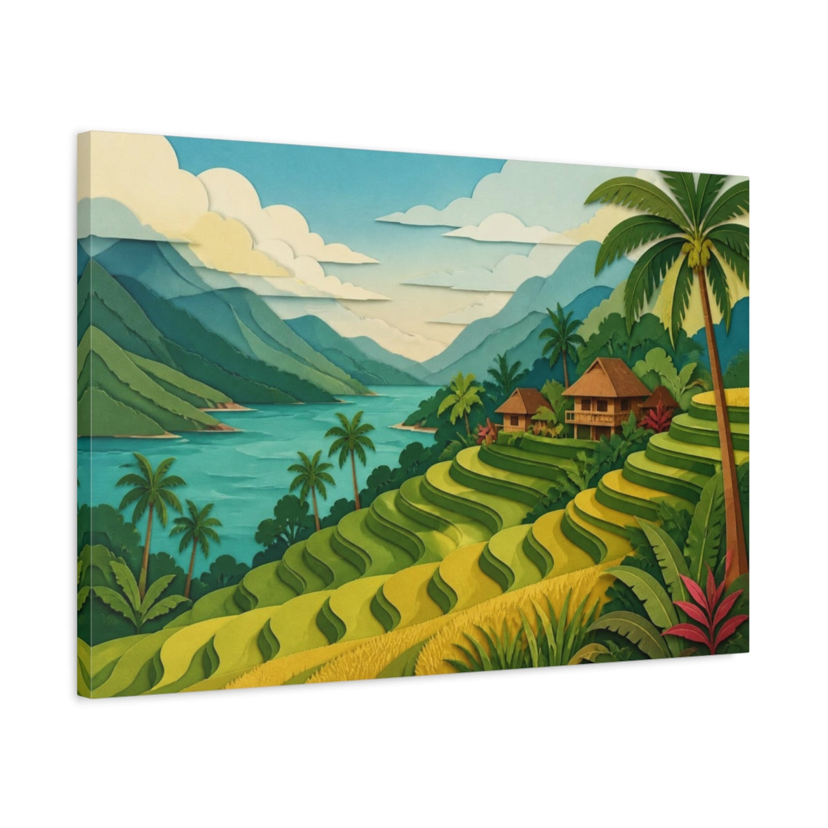 Side Mockup 2. Tropical Rice Terrace View shown as canvas print