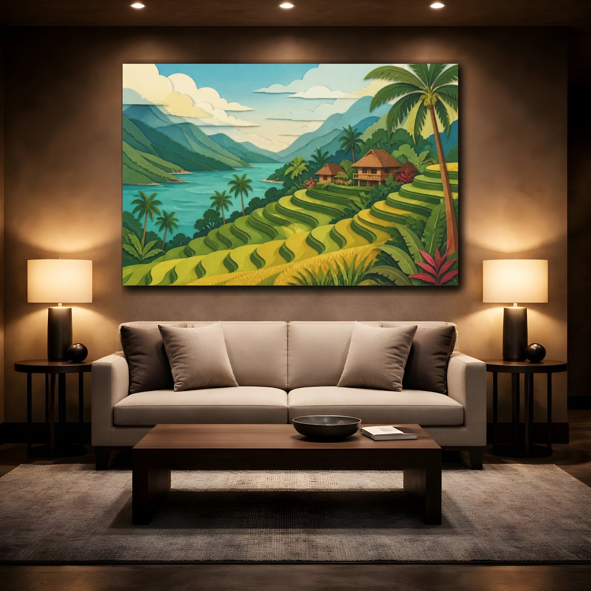 Mockup 2. Tropical Rice Terrace View shown as canvas print