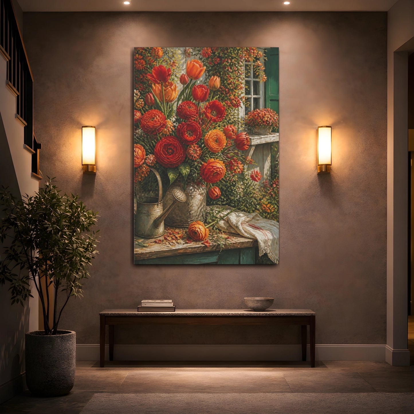 Mockup 2. Tulip Flowers On Porch shown as canvas print