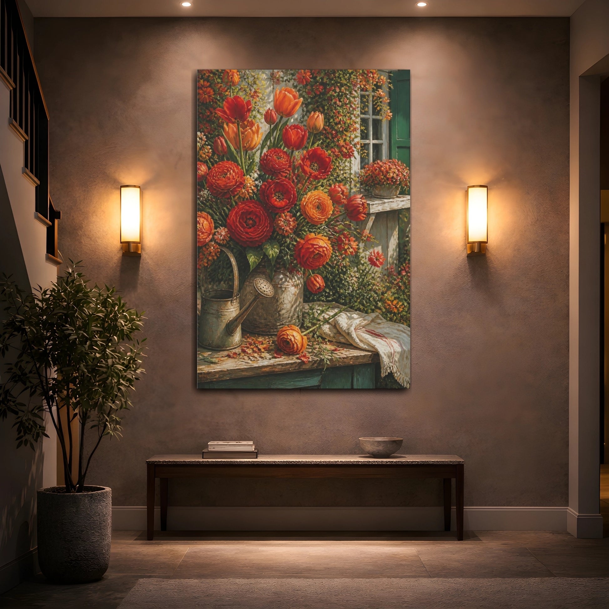 Mockup 2. Tulip Flowers On Porch shown as canvas print