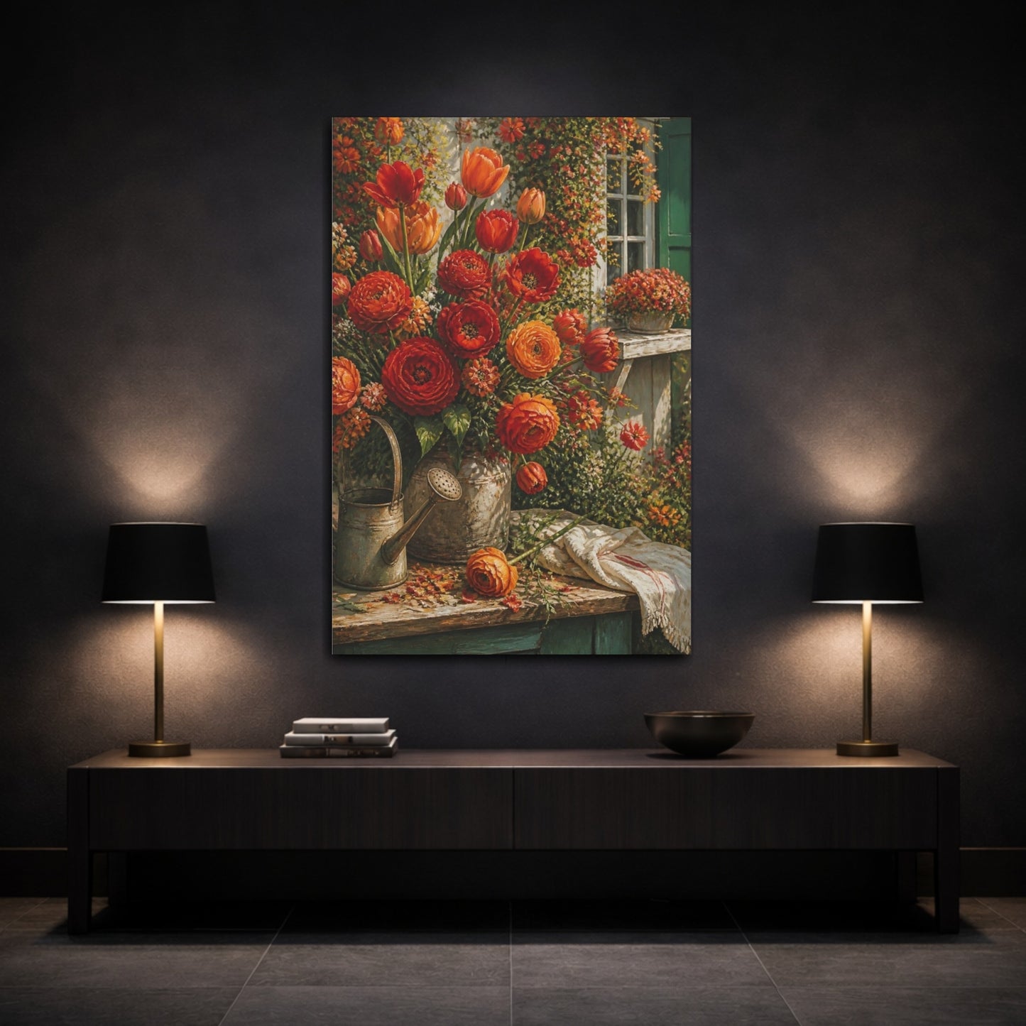 Mockup 3. Tulip Flowers On Porch shown as canvas print