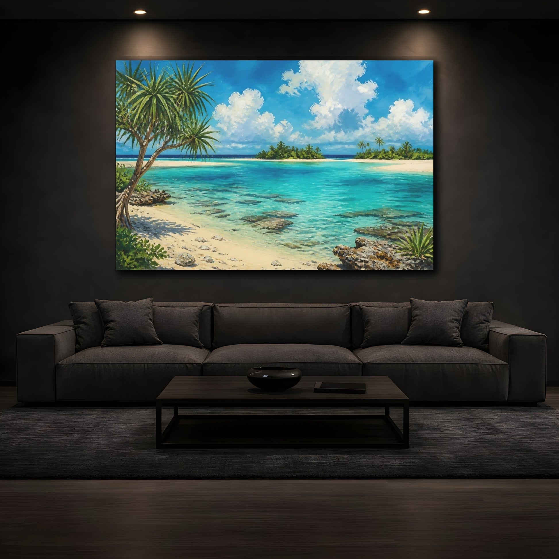 Mockup 3. Turquoise Tropical Beach shown as canvas print