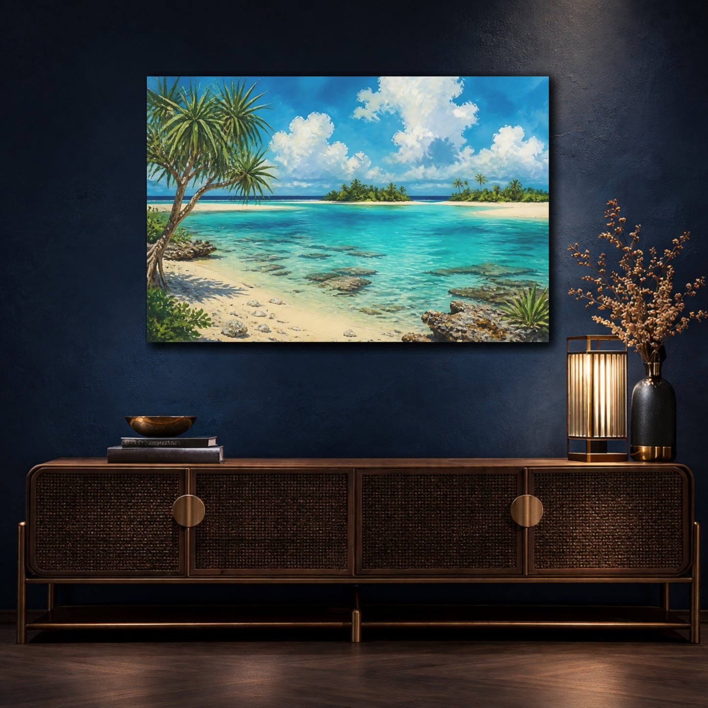 Mockup 4. Turquoise Tropical Beach shown as canvas print