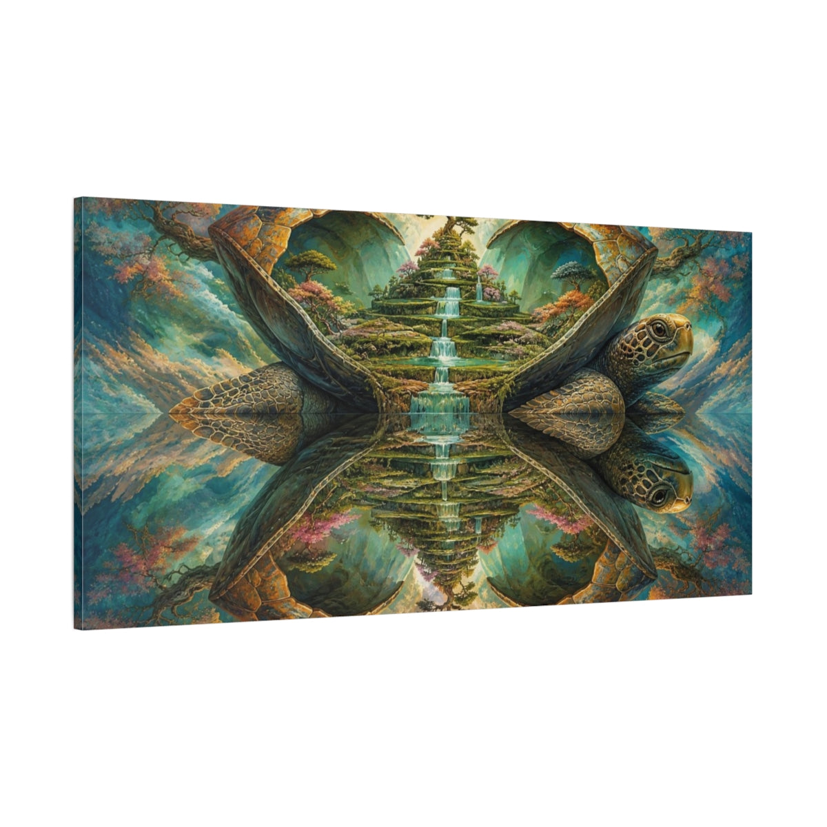 Side Mockup 2. Turtle Shell Garden shown as canvas print
