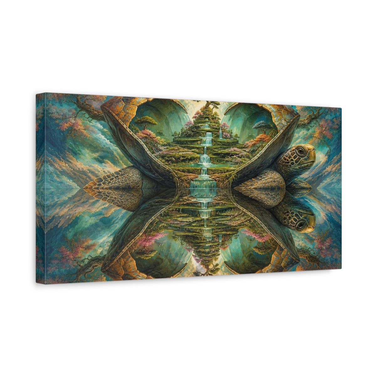 Side Mockup 3. Turtle Shell Garden shown as canvas print