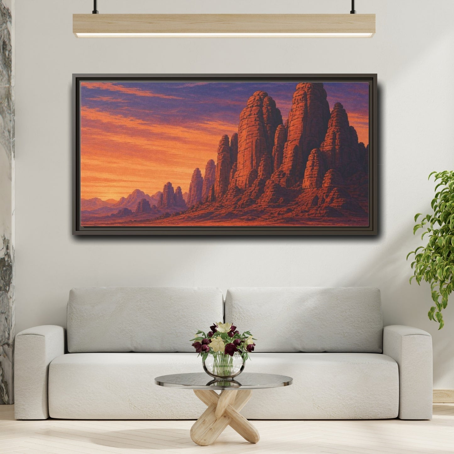 Mockup 2. Twilight Camel Caravan shown as framed canvas print