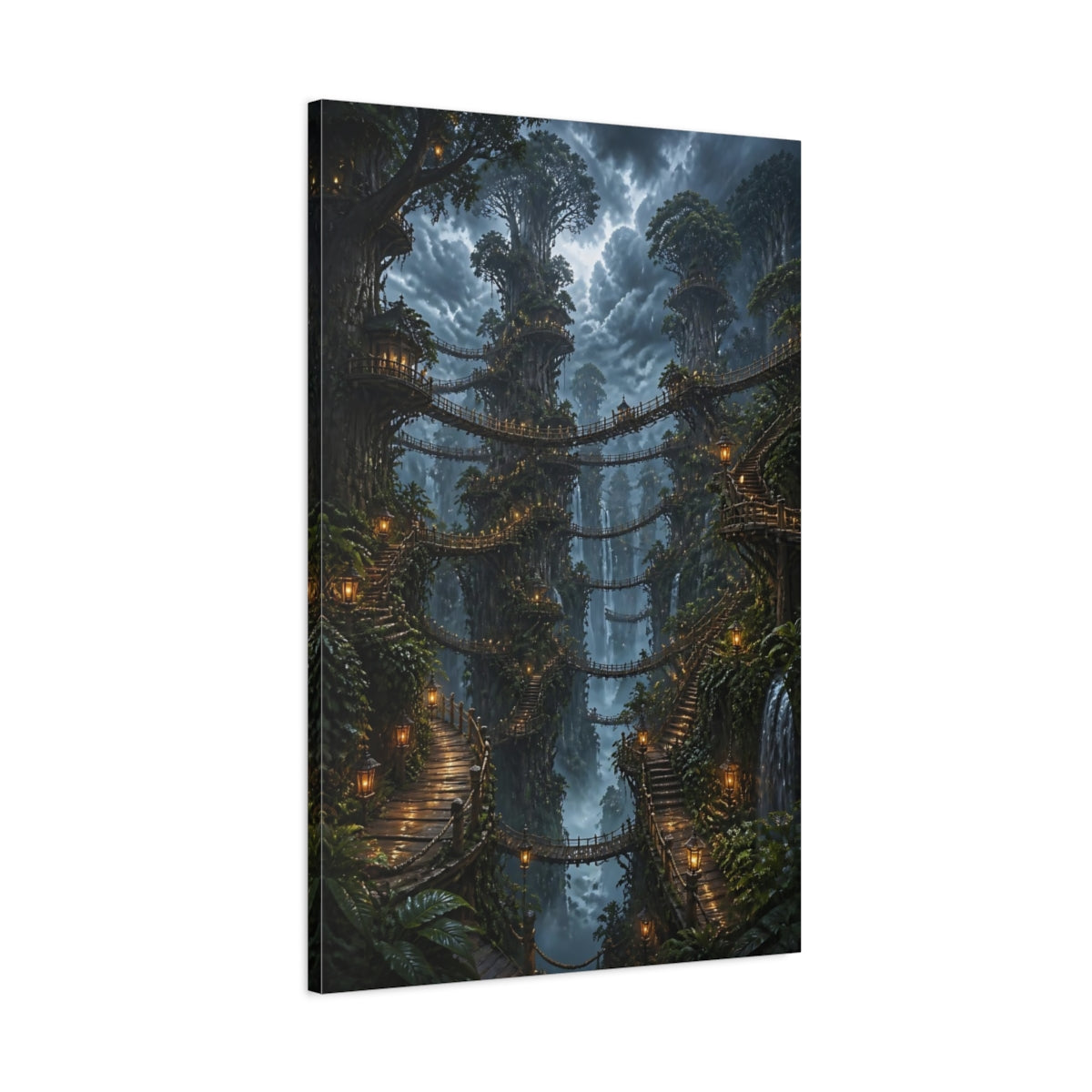 Main Mockup. Twilight Treehouse Village shown as canvas print