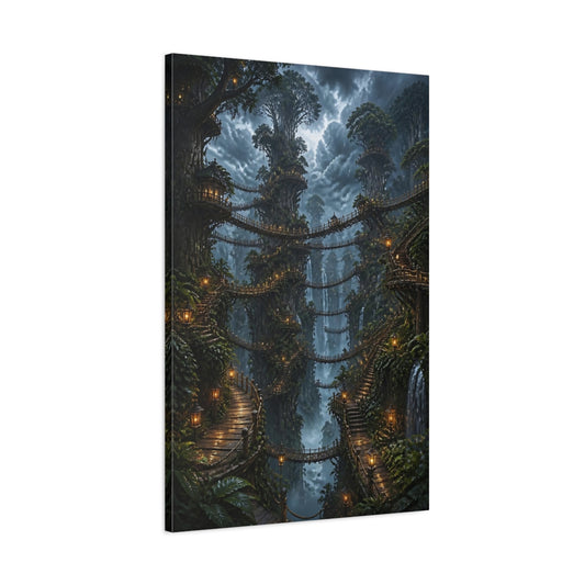 Main Mockup. Twilight Treehouse Village shown as canvas print