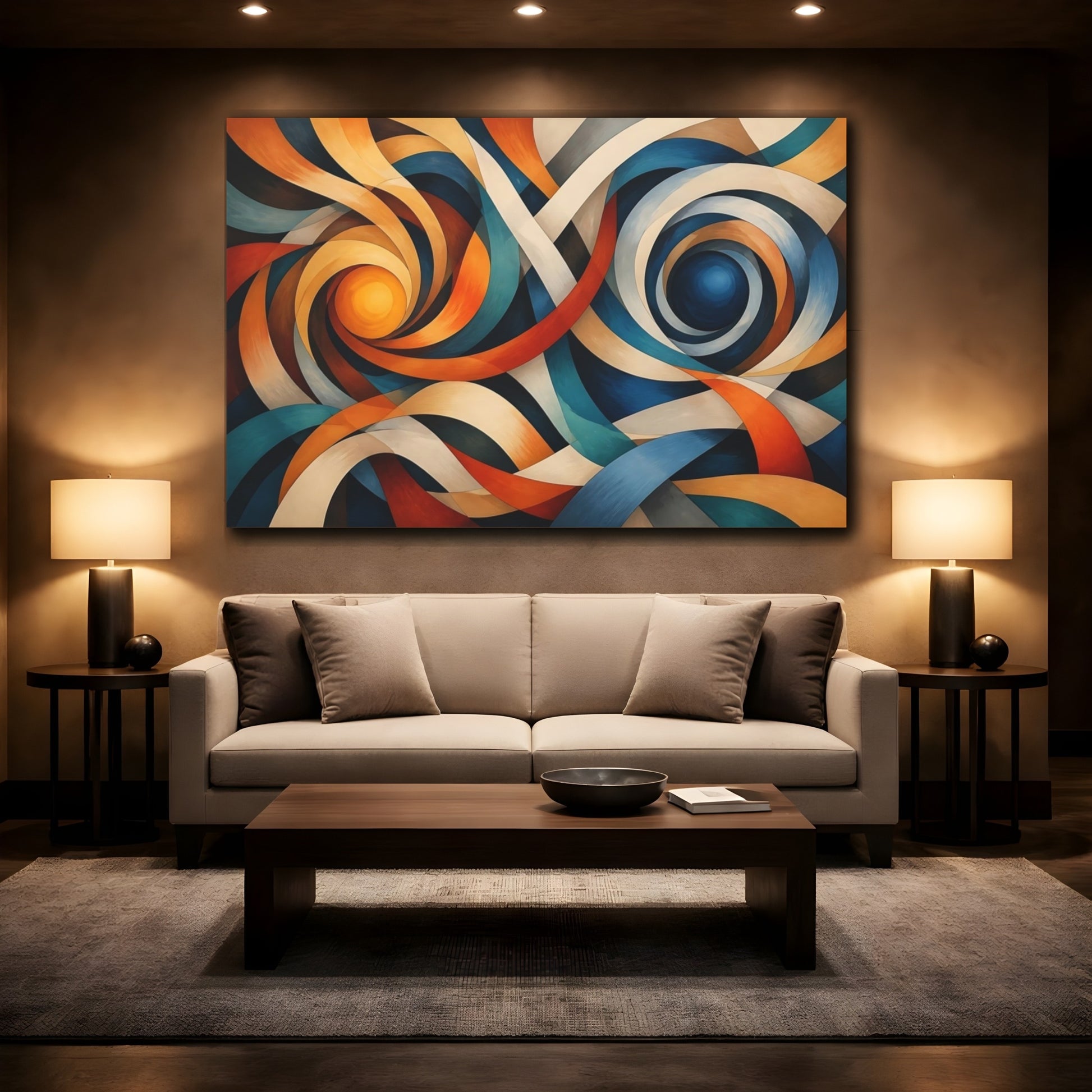 Mockup 2. Twin Ribbon Vortex shown as canvas print